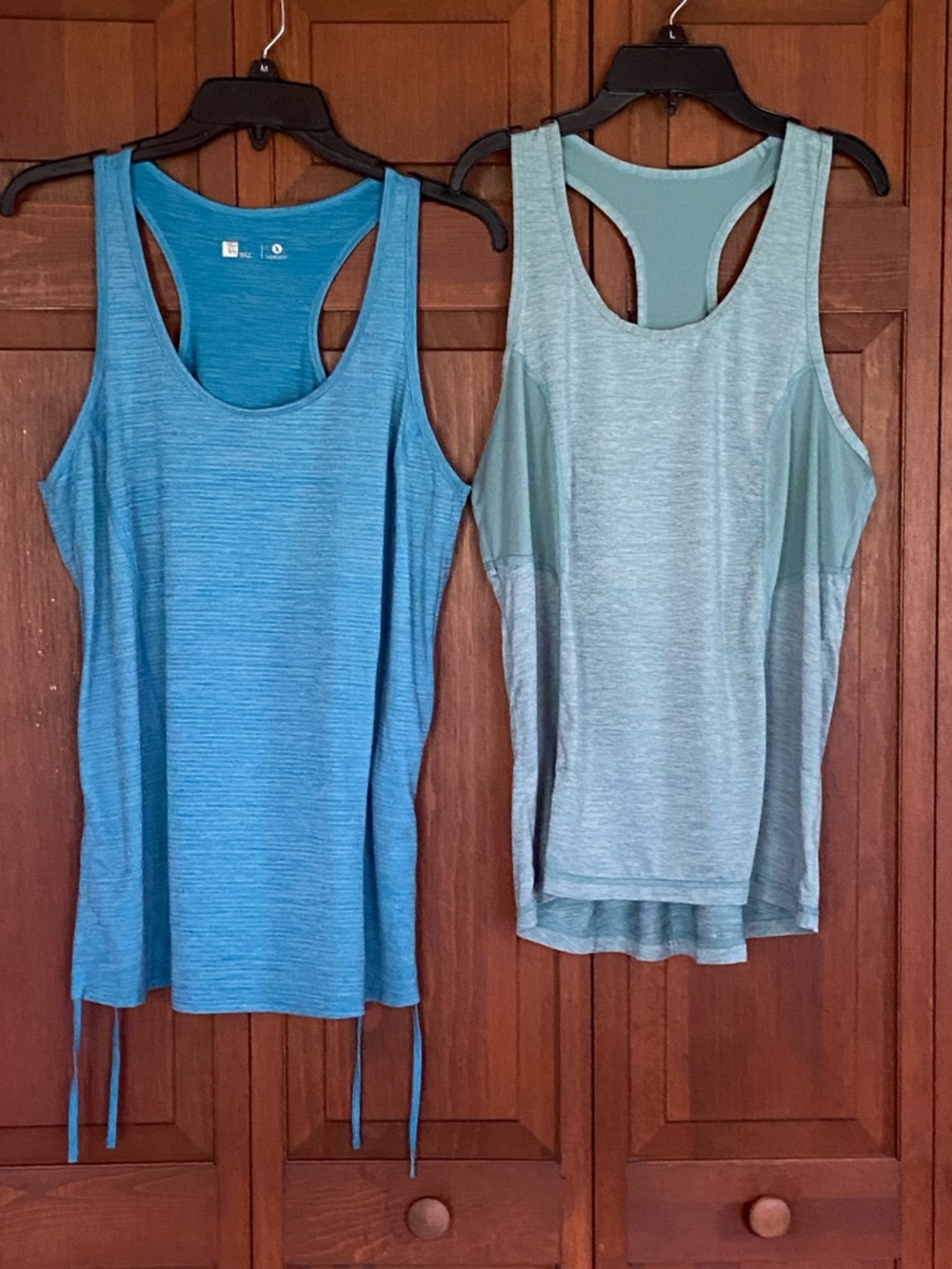 Xersion Blue Racerback Tank Tops - Teal & Light Blue Duo